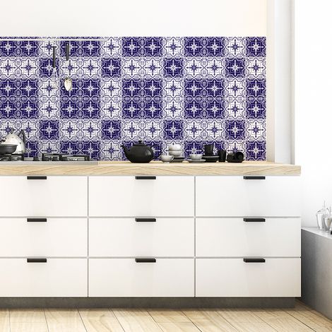 Sticker Mural Carrelage adhésif Cuisine Salle de Bain - 9 STICKERS CARRELAGES AZULEJOS CARLOTA - 9stickers10x10cm (1/5)