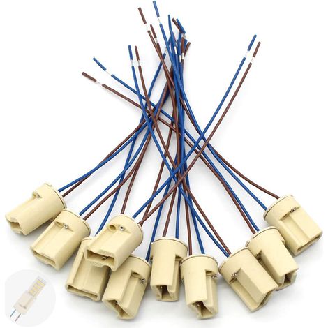 Lot de 10 douilles de lampe G9, douille de base en céramique avec fil en téflon de 0,5 mm² 150 mm, adaptateur de douille de base de connecteur de fil pour ampoules halogènes LED G9 à la maison (1/5)