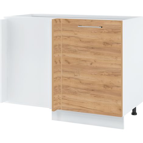 Meuble d'angle pour îlot de cuisine Bellissi Chene 1 porte L 105 cm - Porte avec poignée apparente Décor chêne brut