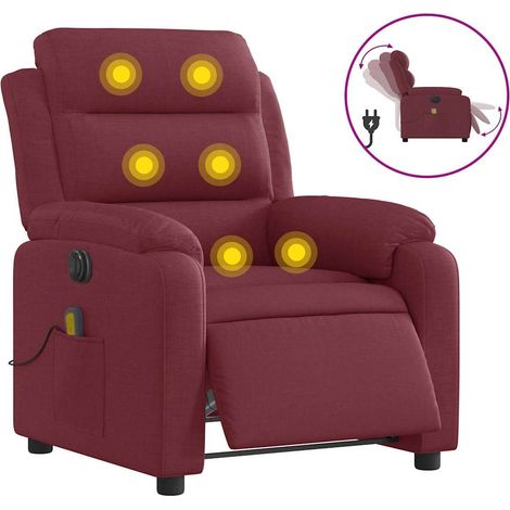Maison Exclusive - Massagesessel Elektrisch Weinrot Stoff