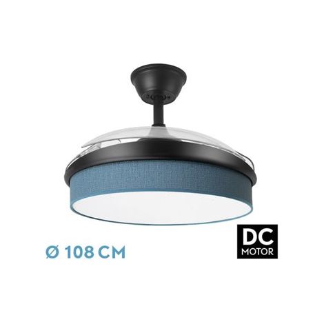 Ventilatore DC Fashion 72W Nero/Blu 108cm 7200lm 3CCT Telecomando (1/2)