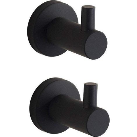 Gancho para Toallas de Pintura Negra Mate, Lote de 2 con Montaje en Pared, Acero Inoxidable SUS304, 5x7 cm por Unidad (1/4)