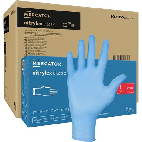 Guantes de nitrilo L azul Mercator Nitrylex Classic 100 piezas caja 10 unidades (1/5)