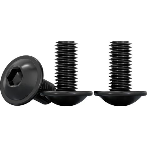 Vis à Tête Bombée avec Bride et Six Pans Creux, 20 Pièces M6x12mm Vis à Métaux Noir Acier Inoxydable A2 V2A Boulon à Tête Hexagonale pour Les Connexions Mécaniques (1/5)