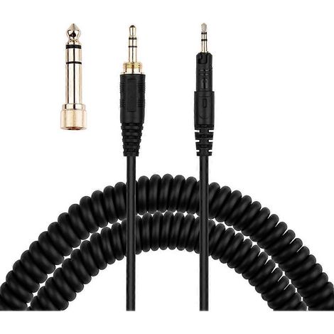 Câble pour casque ATH-M50x, câble audio AUX spiralé, compatible avec les casques Audio-Technica ATH-M40x et ATH-M70x, avec adaptateur 1/4 pouce, longueur de 4 à 10 pieds. (1/5)