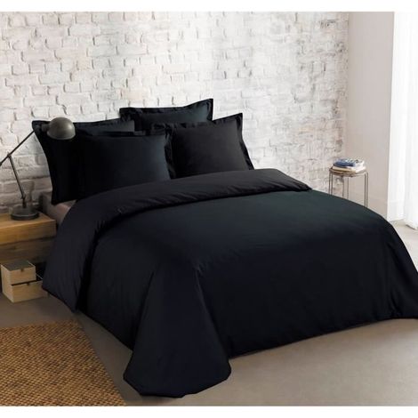 VISION Parure de couette unie - 200 x 200 cm - Noir