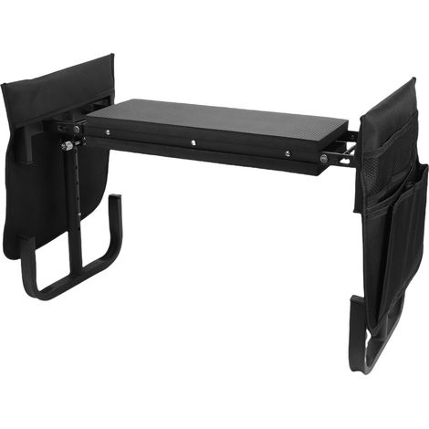 Siège à genoux de jardin avec 2 pochettes à outils, tabouret de jardinage pliable et réglable en hauteur, banc pour s'agenouiller et s'asseoir, noir (1/5)