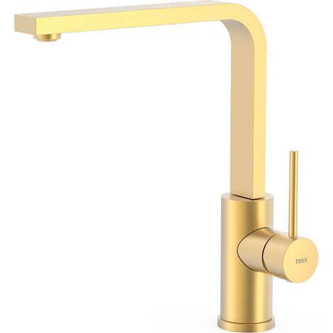 TRES 062435OM COCINA Grifo Monomando Fregadero Color Oro Mate 24K - ref: 062435OM