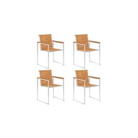 Chaises de jardin lot de 4 Bois d'acacia solide et inox (1/5)
