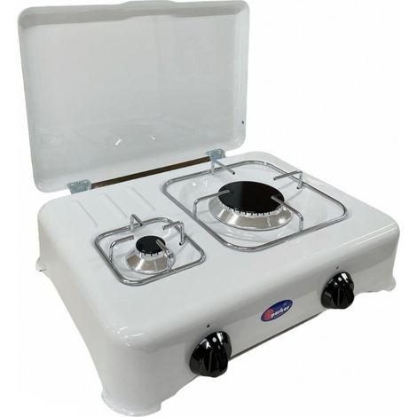 CF Parker Gasherd 5325C 2 Flammen mit Deckel Campinglinie Weiß