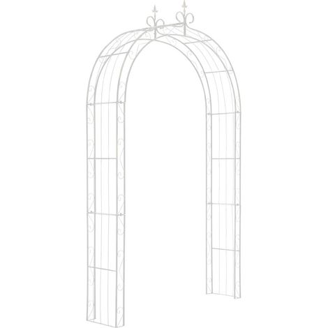 Arco de rosas enrejado para plantas trepadoras 260x148 cm en metal blanco 100003957