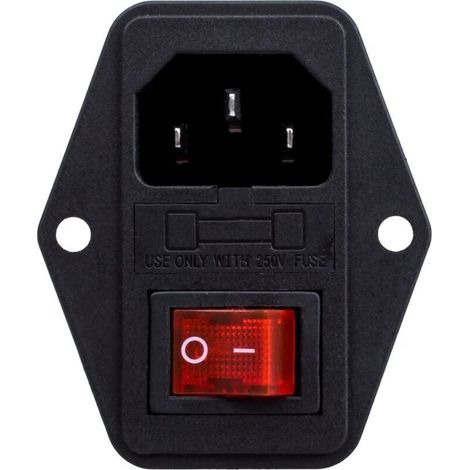 Prise alimentation mâle interrupteur module admission 3 broches 10A 250V C14 IEC320-LIAIKI (1/5)