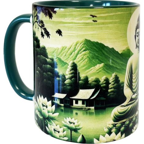 Mug vert sapin en céramique sagesse de bouddha - CBKreation (1/3)