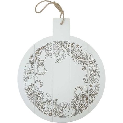 Tagliere decorativo bianco in legno di abete, Ø41 cm (kit da 5)