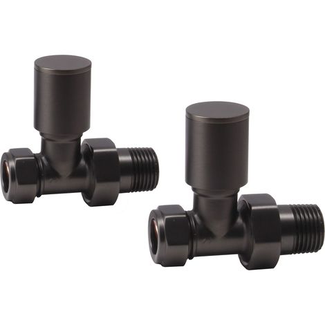 Signature Patterned Straight Radiator Valves (Pair) - Matt Black