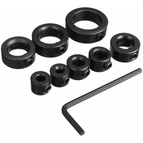 QORVA-Butée de profondeur 8 pcs pour forets 3-16 mm – Acier au carbone résistant à la rouille – Contrôle précis de la profondeur de forage (1/5)