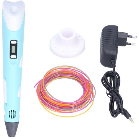 Stylo 3D pour enfants avec écran LCD, dessin et graffiti, cadeau, prise UE 110-240 V, bleu, version 5 V, anglais (1/5)