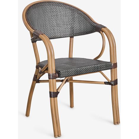 Chaise de jardin empilable en aluminium avec accoudoirs Brielle Bistro SKLUM Brun Café