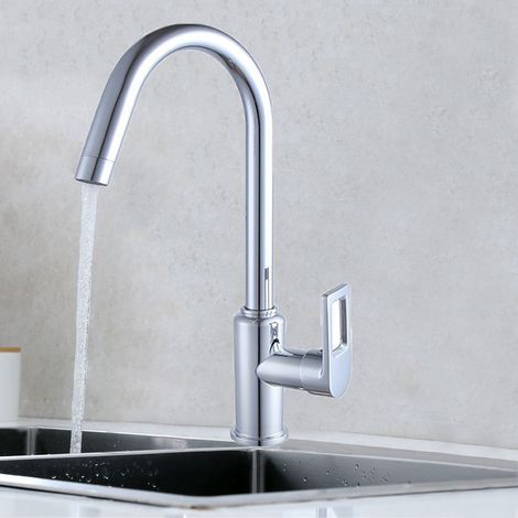 Kitchen mixer tap set, kitchen taps with 360° swivel flexibility, single-handle sink taps, single-hole sink taps in galvanized stainless steel, hot and cold water