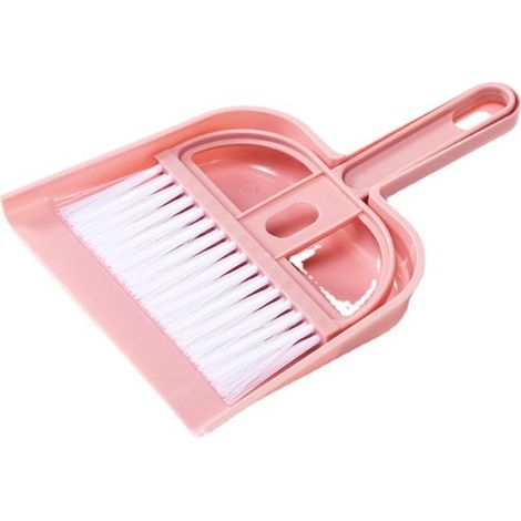 Mini-Kehrset in Pink mit Kehrschaufel und Besen (18,8 x 13,4 cm) – Kompaktes Reinigungsset für Schreibtisch, Tastatur und Auto (1/4)