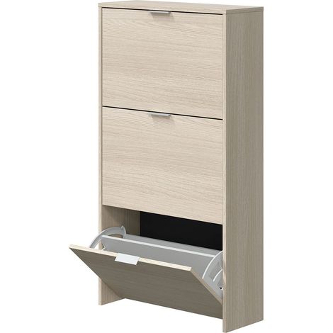 Habitdesign LC7877R Scarpiera a 3 Ante Stretta capacità di 18 Paia di Scarpe, Legno ingegnerizzato, Quercia Canadese, 113 x 60 x 22 cm (1/5)