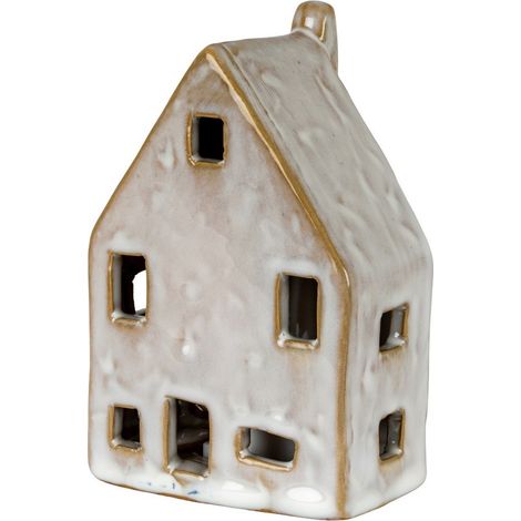 Nook House with LED Light - Ceramic - L7 x W5 x H12 cm - White