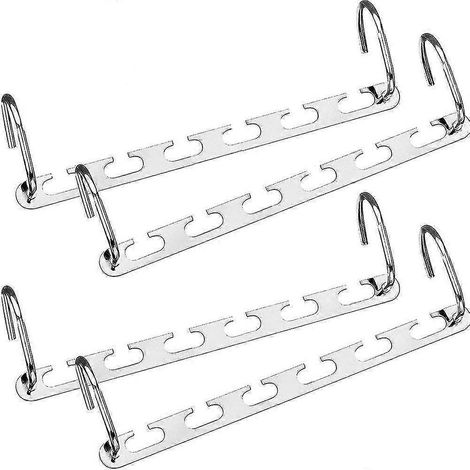 Cintres gain de place avec crochets améliorés, cintres métalliques magiques, organisateur de vêtements gain de place pour placard, argenté (lot de 4) (1/5)
