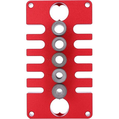 Gabarit de positionnement de poinçonnage 08650 pour tourillons, outils de perçage pour le travail du bois 3 en 1, alliages d'aluminium rouges-Muntra (1/5)