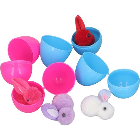 24 œufs de Pâques vides à remplir, avec des lapins en peluche, pour décorer la maison ou une fête. (1/5)