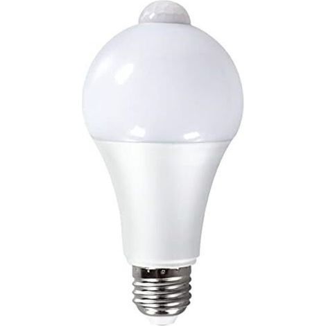 12W E27 PIR Infrarouge Ampoule LED avec Détecteur de Mouvement ON/OFF Automatiquement A60 220V 1000lm équivalent 100W Halogène pour Escalier Couloir Garage (6000K) (1/4)
