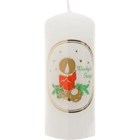 Candela natalizia per la tavola della vigilia di Natale con la scritta Buon Natale, piccola