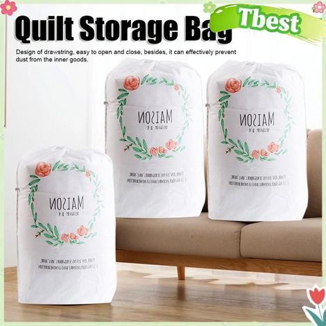 Tbest Sac de rangement de couette Sacs de rangement cylindriques pour grands vêtements, couverture bagagerie sac Forme de fleur (1/5)
