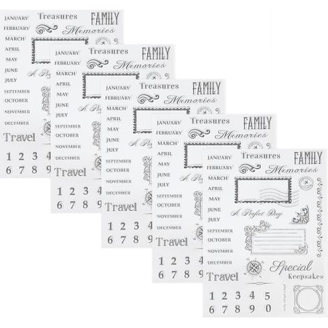 Lot de 5 tampons transparents en caoutchouc TPR, motif calendrier mensuel, pour journal DIY, art et loisirs créatifs, accessoires de scrapbooking. (1/5)