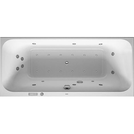 Baignoire Bain à remous rectangulaire HAPPY D.2 180 l 180x80 blanc, 2 dossiers Combi-Syst E