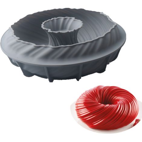 Moule à dessert Turbo en forme de boule grise de 20 cm, moule en silicone pour gâteaux (1/5)