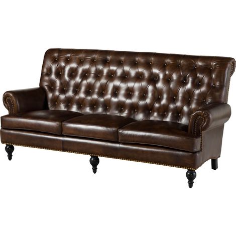CHESTERFIELD 107 Divano 3 posti - vera pelle / marrone 196x84x94