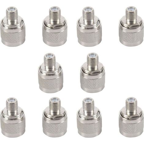 10 Pcs N Type Prise Mâle à F Femelle RF Adaptateur Coaxial Connecteur pour Antenne Sans Fil, Argent (1/2)