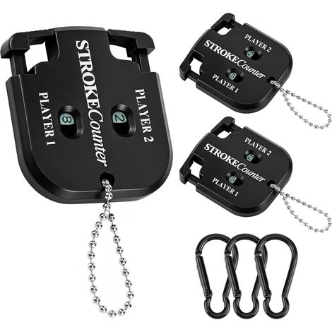 Compteur de Score de Golf 3 Pcs,Compteur de Coup de Golf Mini  Carrés Golf Score Shot Compteurp our 2 Personnes Score Counter Compteur de Score de Golf Noir (1/5)