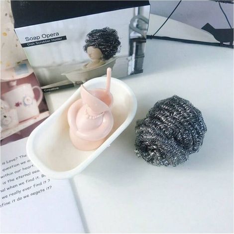 Support de boule de nettoyage en forme de baignoire, design unique, boîte de rangement mignonne et intéressante pour la cuisine, 1 pièce (boule de nettoyage non incluse) (1/3)