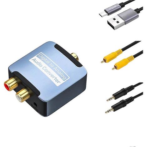 Convertisseur audio DAC optique SPDIF/coaxial vers RCA L/R, décodeur pour amplificateur avec câble optique (1/5)