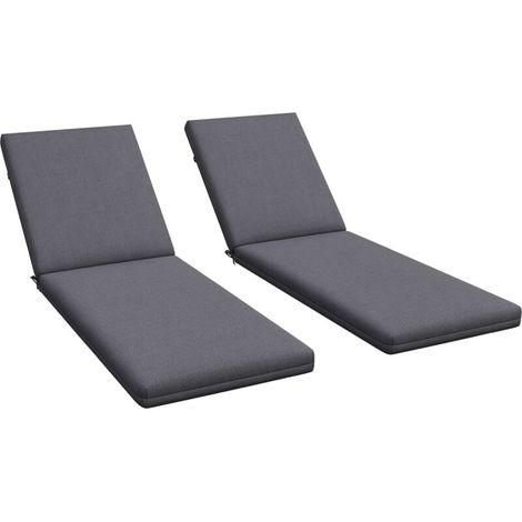 Lot de 2 Matelas pour Chaise Longue transat Bain de Soleil avec Sangles d'attache pour Jardin Gris foncé (1/5)