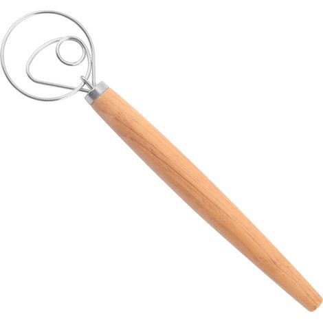 Fouet à pâte à pain - Fouet danois professionnel, batteur, fouet à œufs, accessoire de fouet avec manche en bois (1/5)