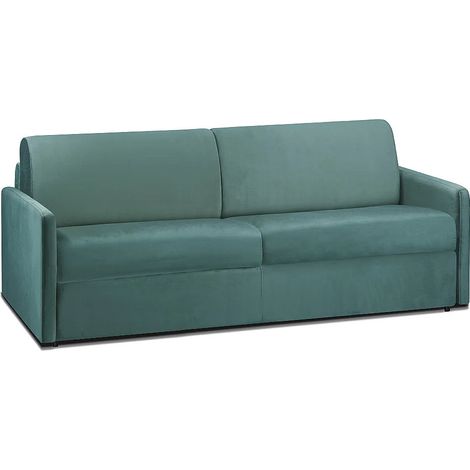Canapé 4 places convertible express en velours vert émeraude avec assise mémoire de forme - Couchage 160 cm - Matelas 14 cm CALIFE (1/4)