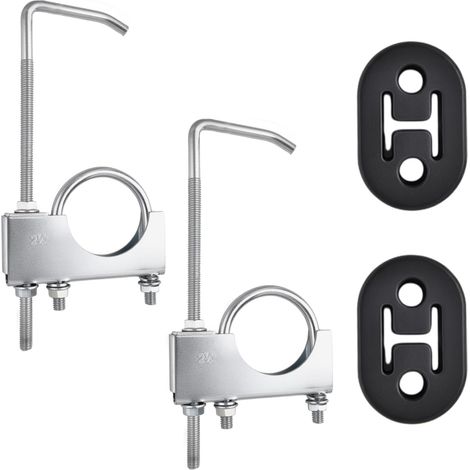 4 pièces de colliers d'échappement avec supports, supports de silencieux arrière, support universels pour système d'échappement, silencieux arrière pour tuyaux d'échappement de 2-1/2 pouces (1/5)