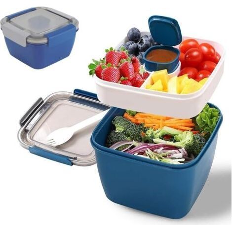 QORVA-Bento Box boîte à déjeuner avec compartiments de séparation, lunch durable anti-fuite, boîte à sandwich et salade à emporter (1/5)