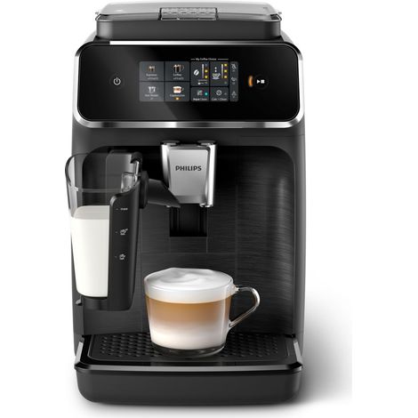 Philips Serie 2300 Macchina da caffè automatica - 4 tipi di bevande, Display touch screen a colori, LatteGo, SilentBrew, Macinacaffè in ceramica al 100%, Filtro AquaClean. Nero Opaco (EP2330/10) (1/5)