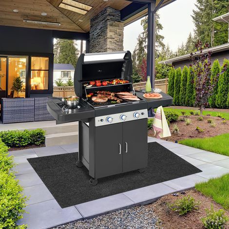 Jiubiaz Grillteppich, Grillmatte 100x120 cm, rutschfeste Unterlage für Grill und Outdoor-Geräte, ölbeständig, Bodenschutz für Garten und Terrasse