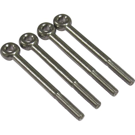 Stainless Steel Eyebolt DIN 444 6MM X 45MM - Pack of 4 (Marine Grade Metric Eye Bolt)