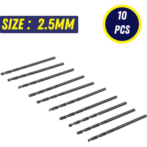 Dapetz ® 10Pcs x 2.5mm HSS Jobber Drill Bits, Black Twist Drill Bits for Stainless Steel Copper Aluminium Alloy Metal, Wood and Plastics DIN338 (1/5)