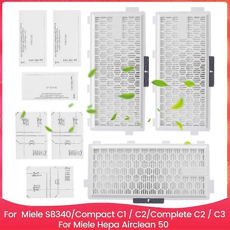 HEPA-Filter für Miele S8340, Kompaktfilter C1 und C2, Komplettfilter C2 und C3, Filter für Miele Airclean 50 Staubsauger (1/5)